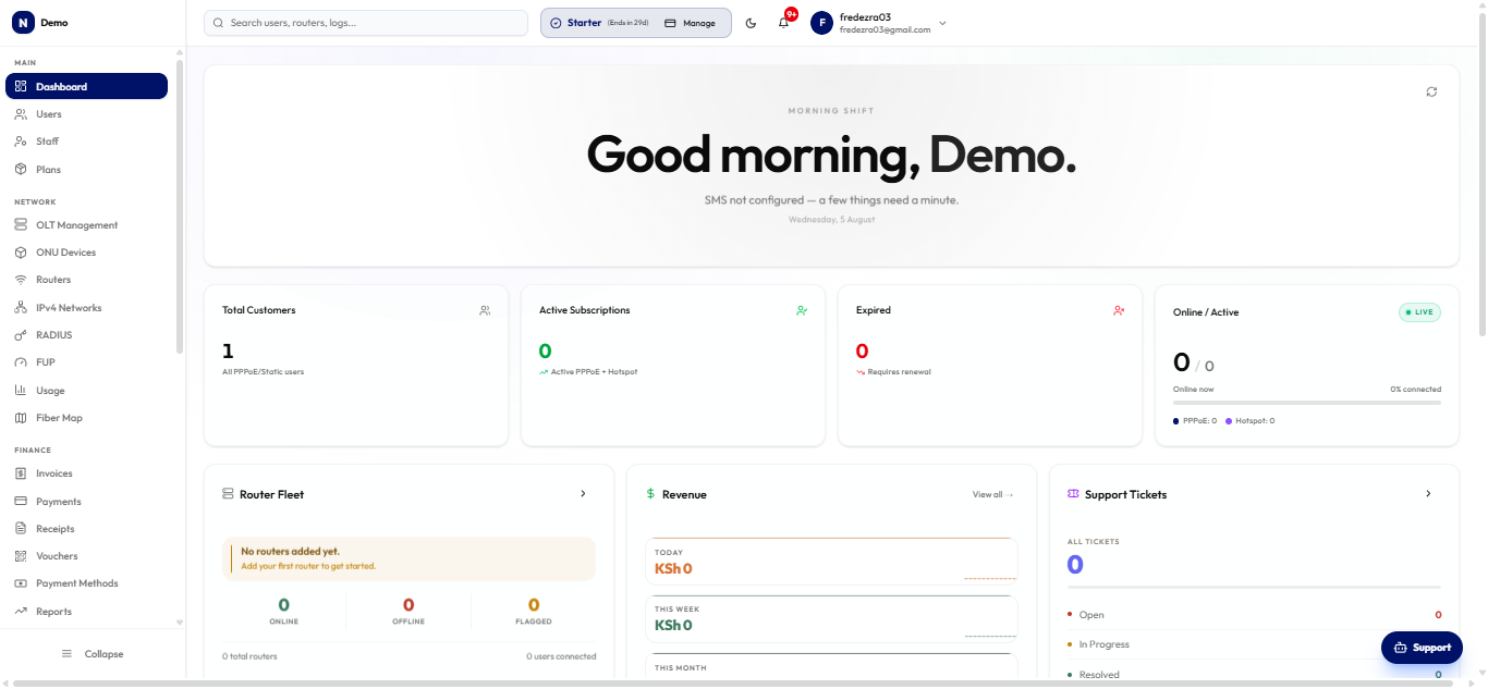 Internetily Main Dashboard